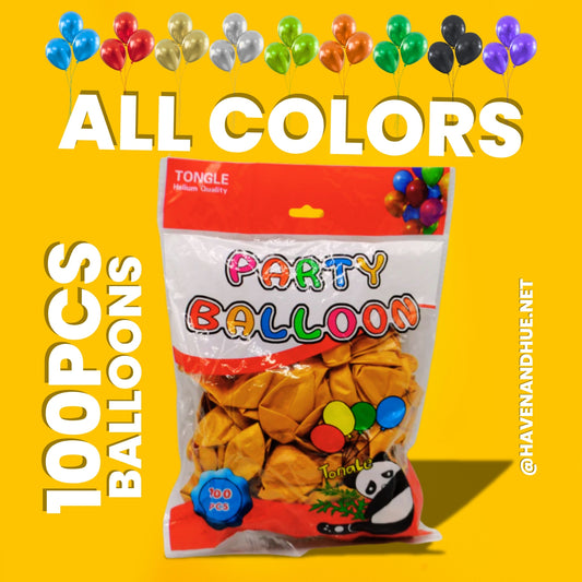 Pack of 100 Party Balloons – all-Colors available| Haven & Hue™