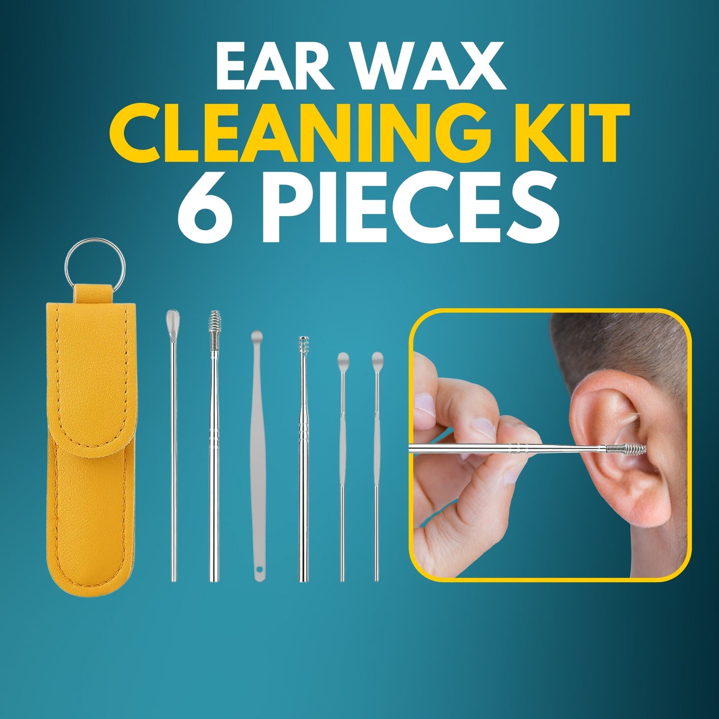 Haven & Hue™ 6-in-1 Ear Wax Removal Kit – Premium Stainless Steel Ear Cleaning Tools (Random Color)