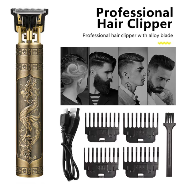 Haven & Hue™ Vintage T9 Metal Body Hair Trimmer – Rechargeable Beard & Hair Cutting Machine